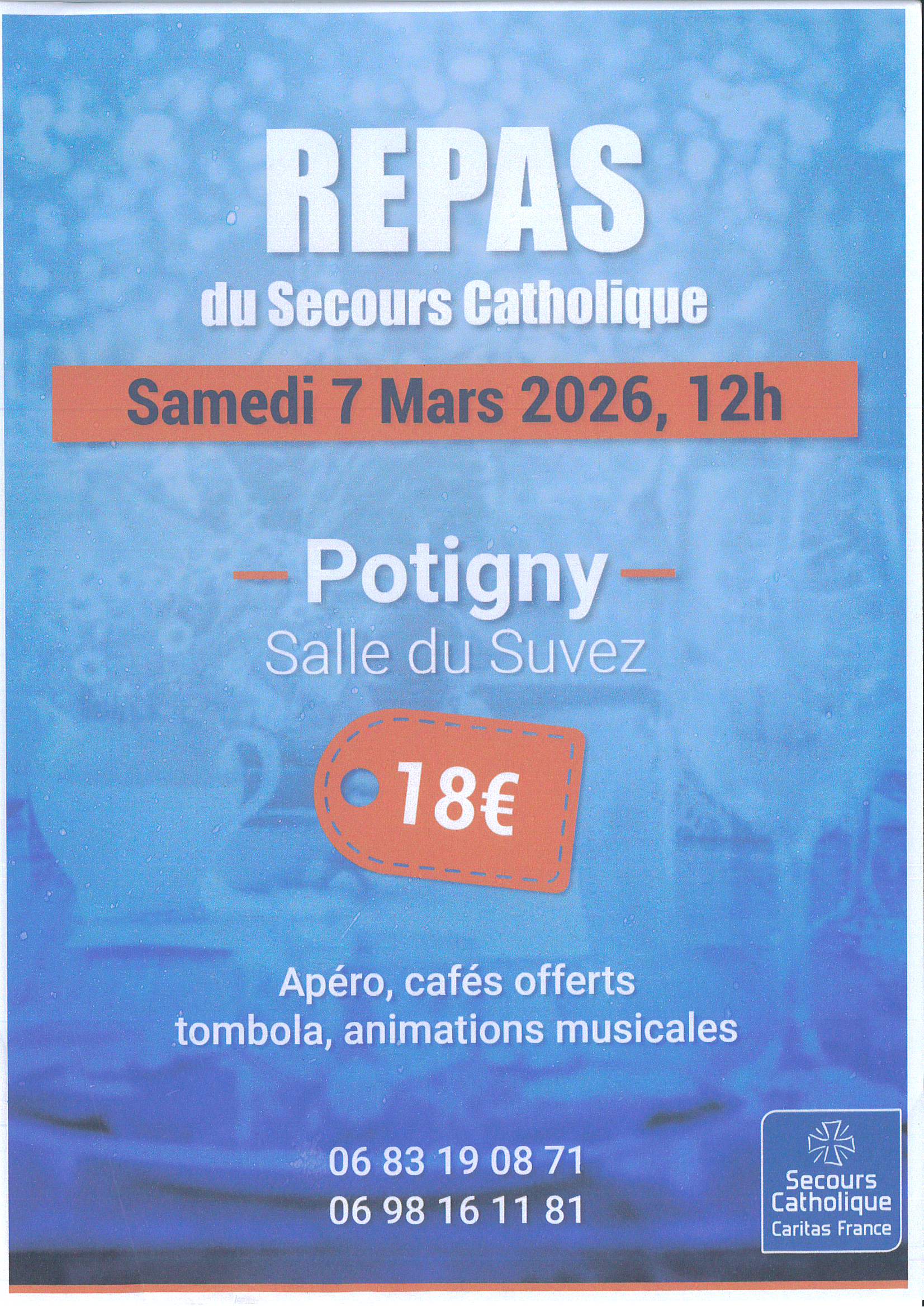 SECOURS CATHOLIQUE REPAS 7 MARS 2026